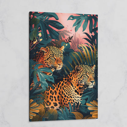 Leopards in Lush Jungle Canvas Print on gallery wrap
