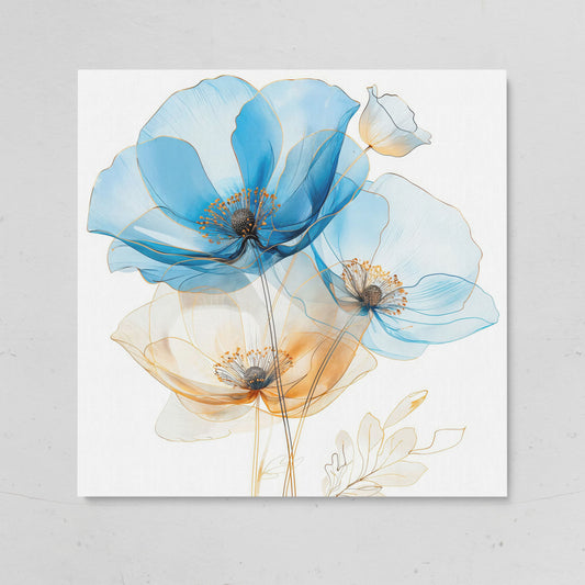 Blue and Beige Flowers Canvas on gallery wrap