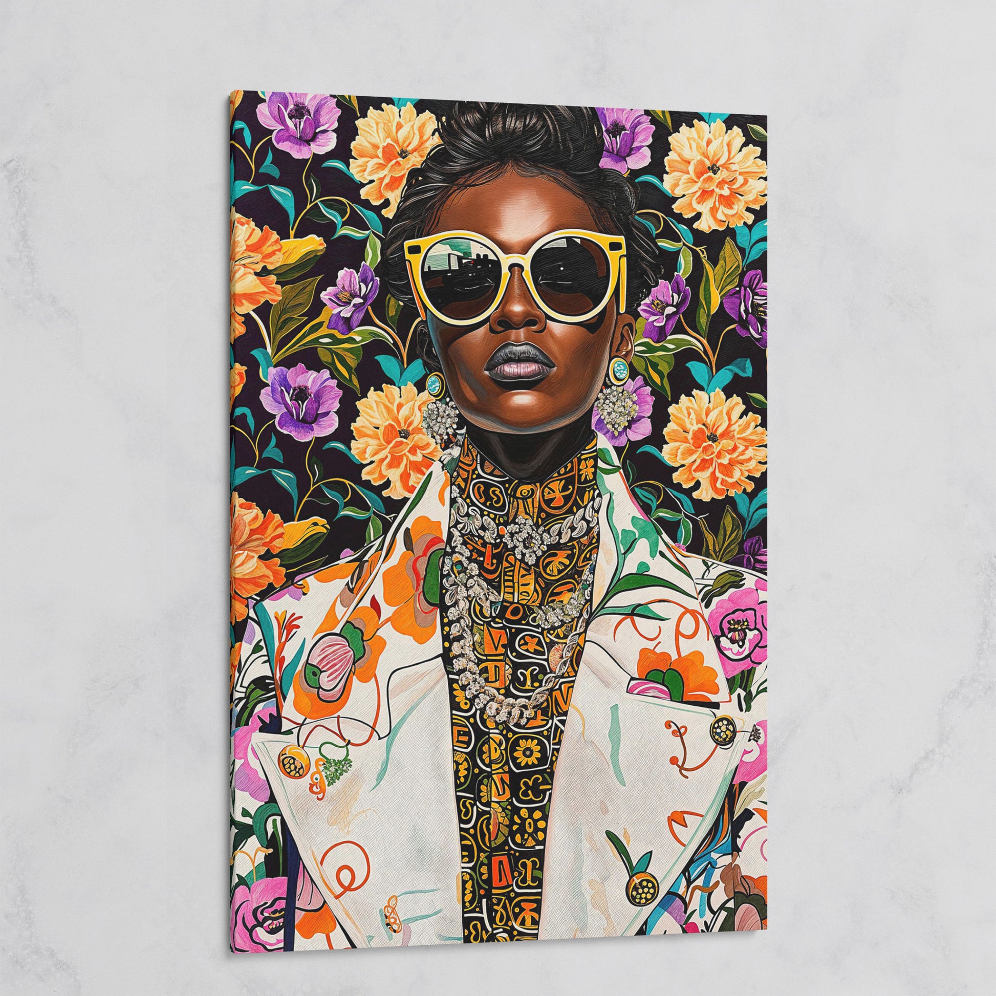 Bold Fashion Black Woman Canvas Print on gallery wrap