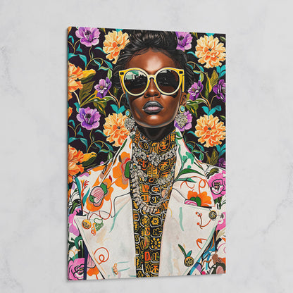 Bold Fashion Black Woman Canvas Print on gallery wrap