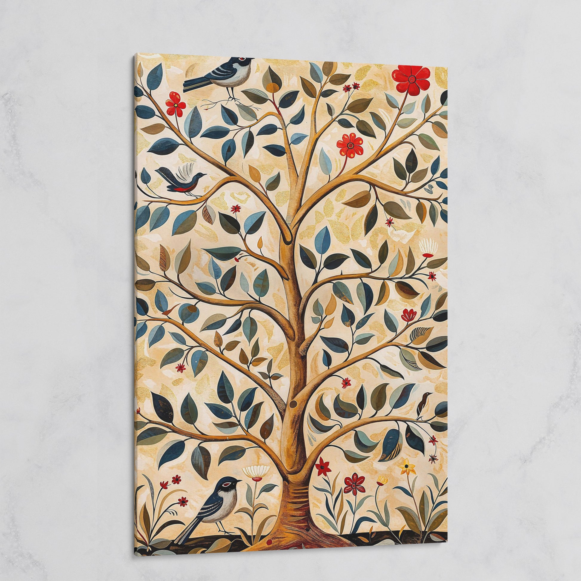 Tree of Life Canvas with Colorful Birds on gallery wrap