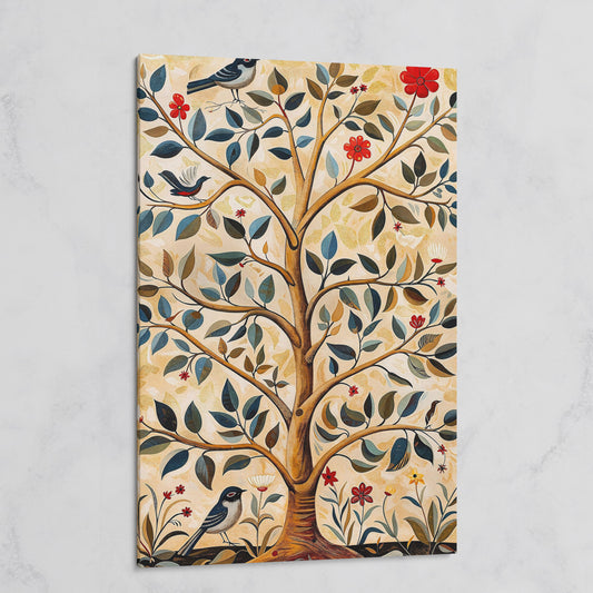 Tree of Life Canvas with Colorful Birds on gallery wrap