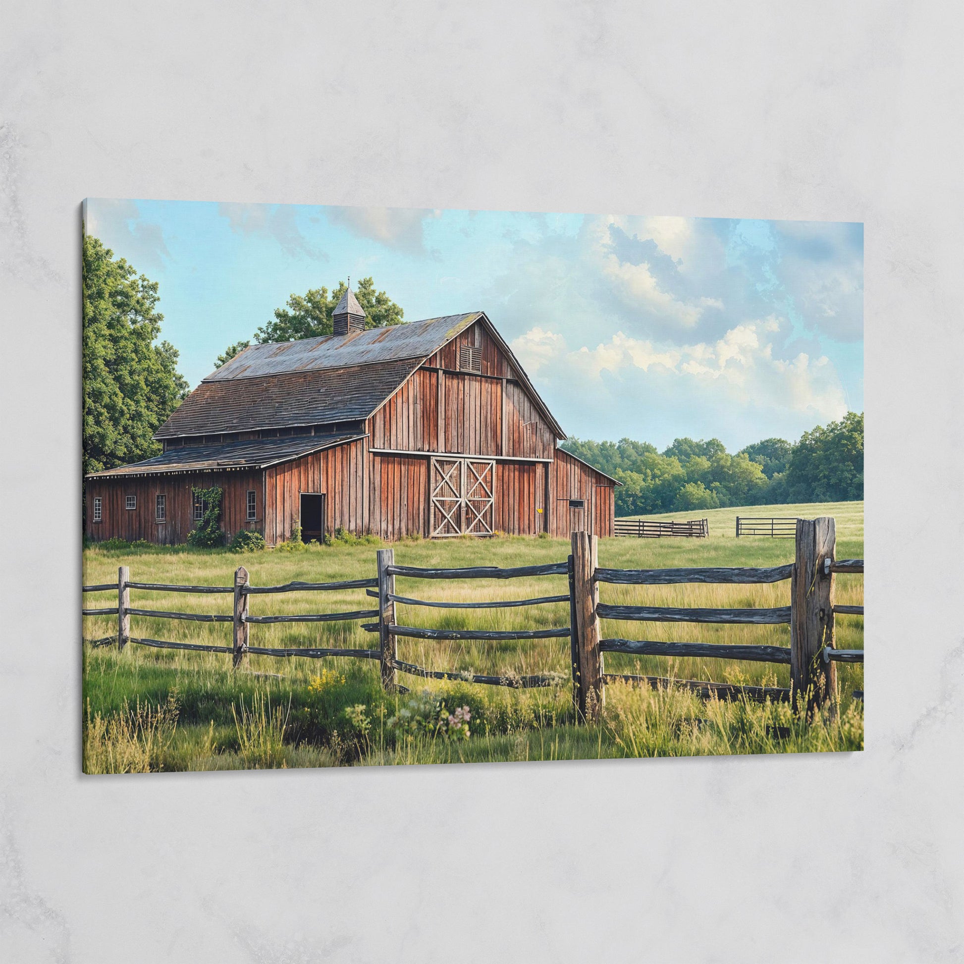 Old Farm Barn Panoramic Canvas on gallery wrap