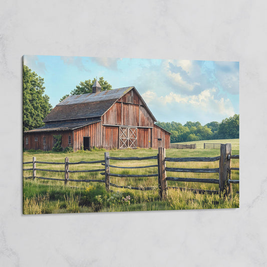 Old Farm Barn Panoramic Canvas on gallery wrap