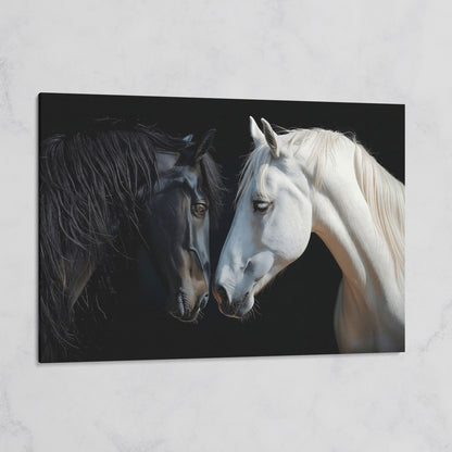 Black and White Horse Portrait Canvas on gallery wrap