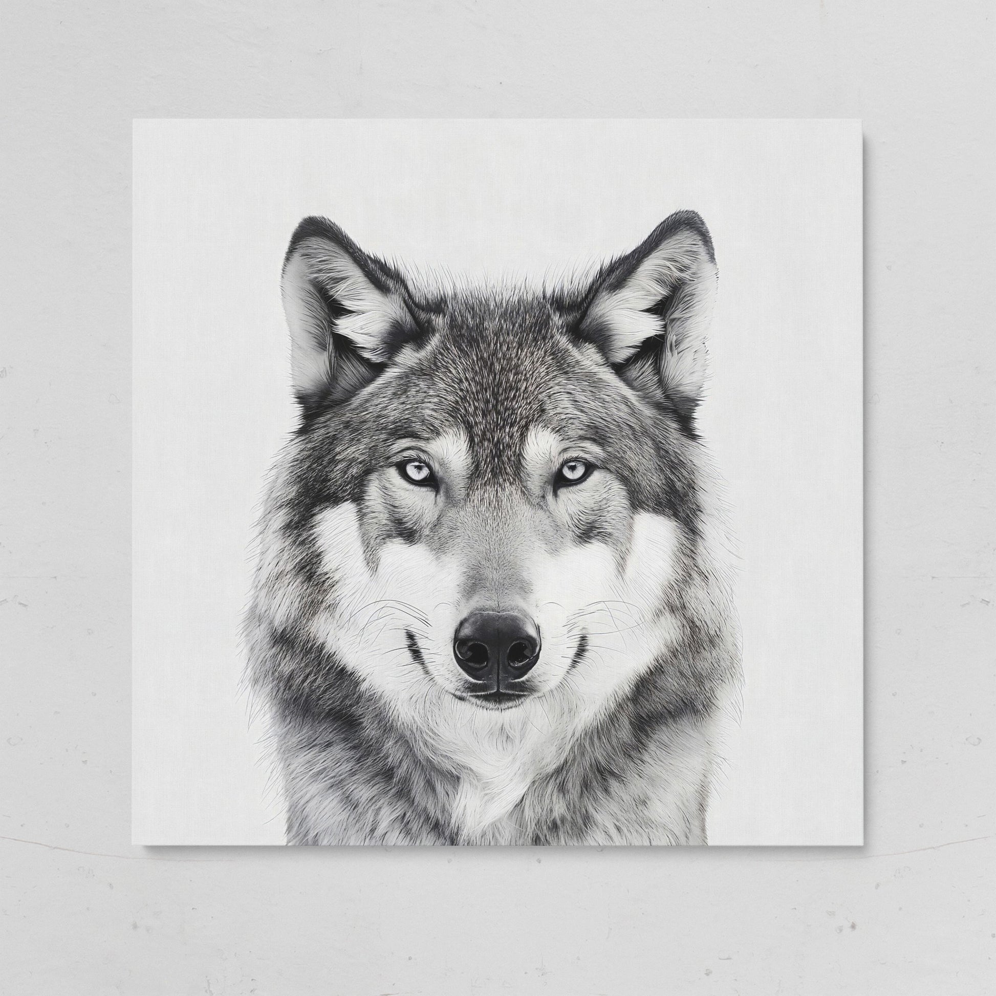 Grey Wolf Square Canvas Print on gallery wrap