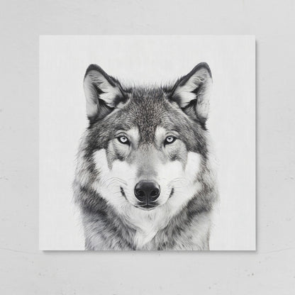 Grey Wolf Square Canvas Print on gallery wrap