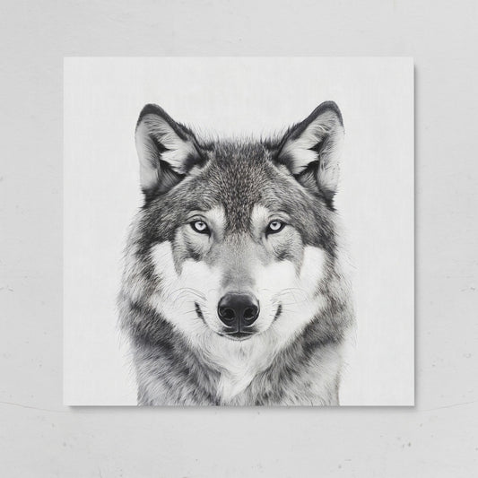 Grey Wolf Square Canvas Print on gallery wrap