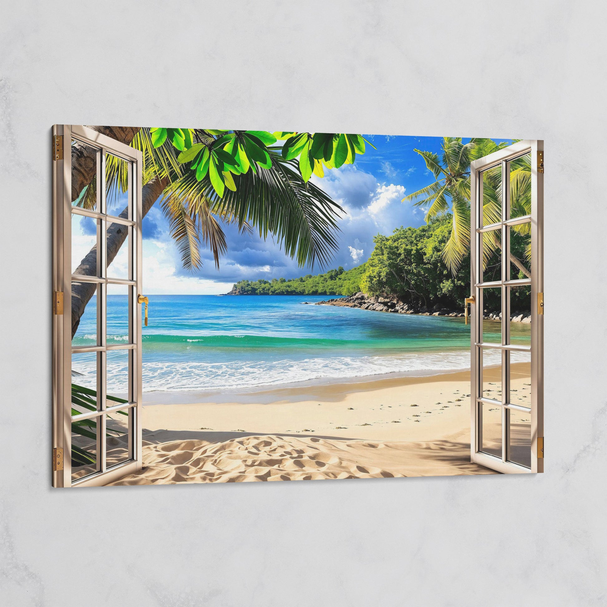 Coastal Window View Canvas Print on gallery wrap