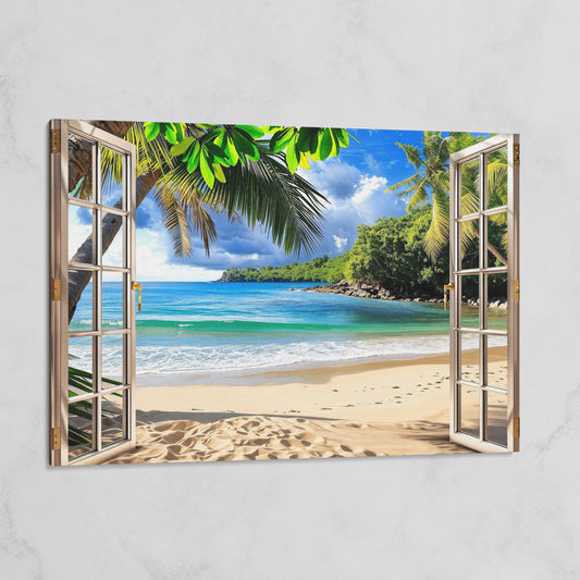 Coastal Window View Canvas Print on gallery wrap