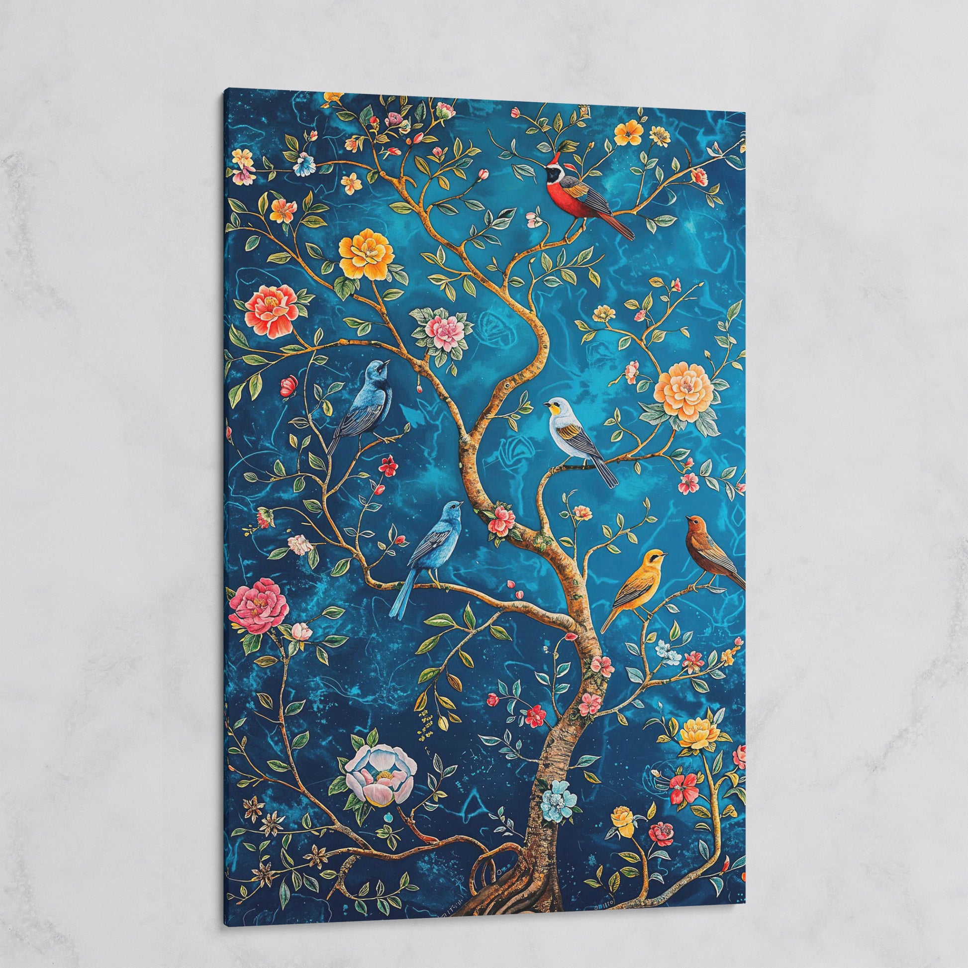 Songbirds on Branches Canvas Print on gallery wrap