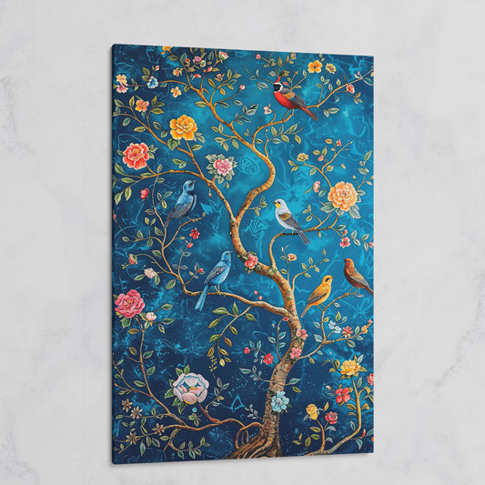 Songbirds on Branches Canvas Print on gallery wrap