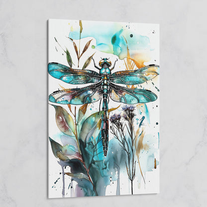 Abstract Dragonfly Watercolor Canvas Print on gallery wrap