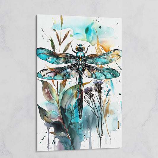 Abstract Dragonfly Watercolor Canvas Print on gallery wrap