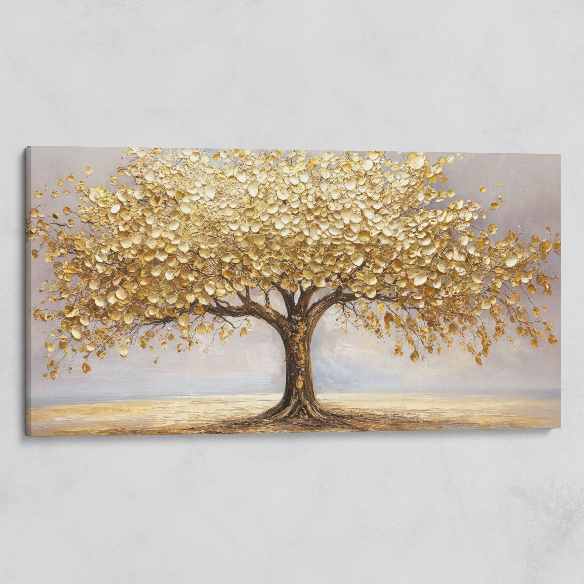 Golden Leaves Tree Canvas on gallery wrap