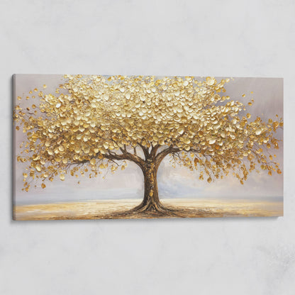 Golden Leaves Tree Canvas on gallery wrap
