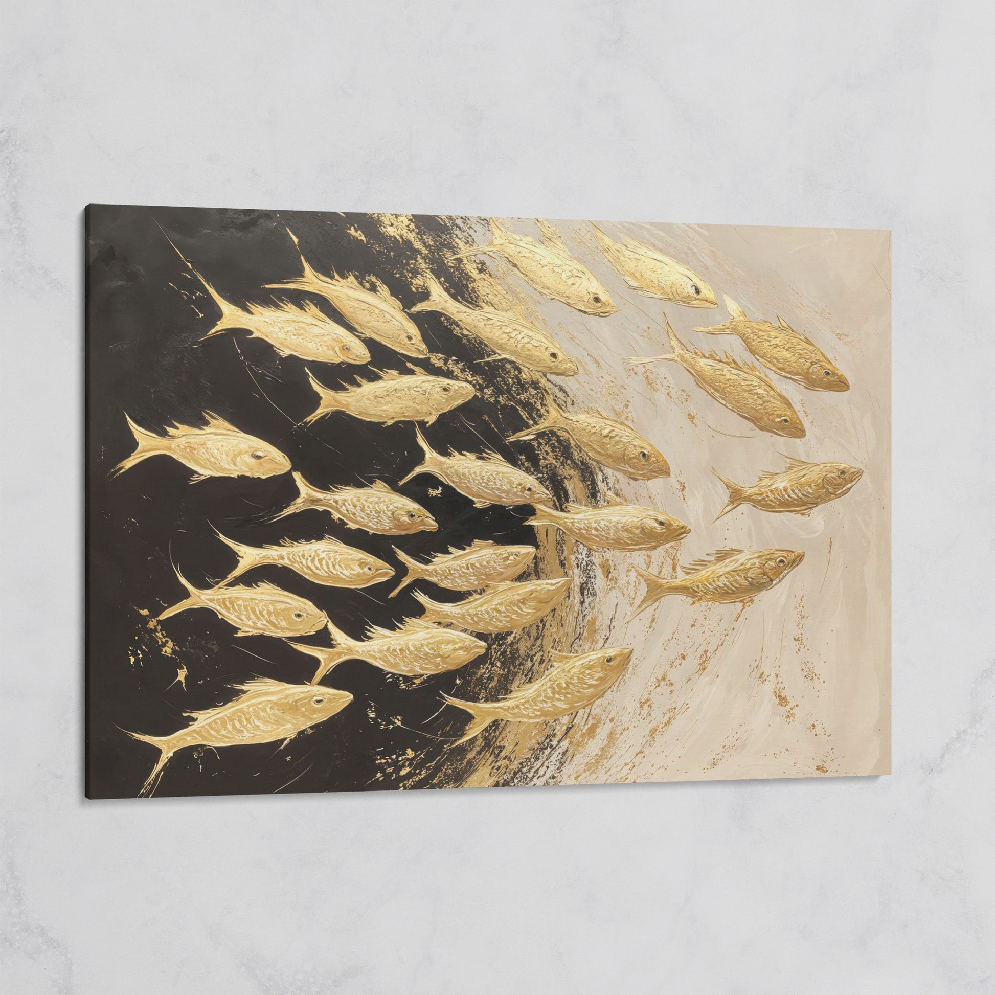 Abstract Gold Fish Canvas Print on gallery wrap