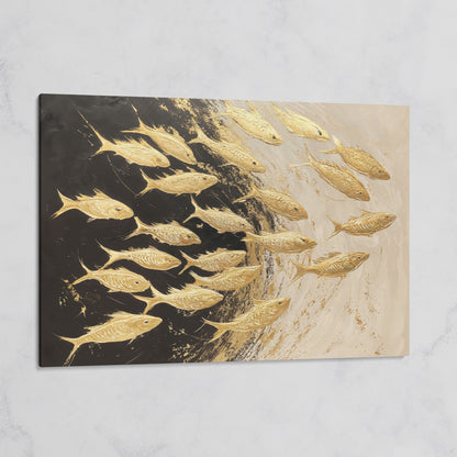 Abstract Gold Fish Canvas Print on gallery wrap