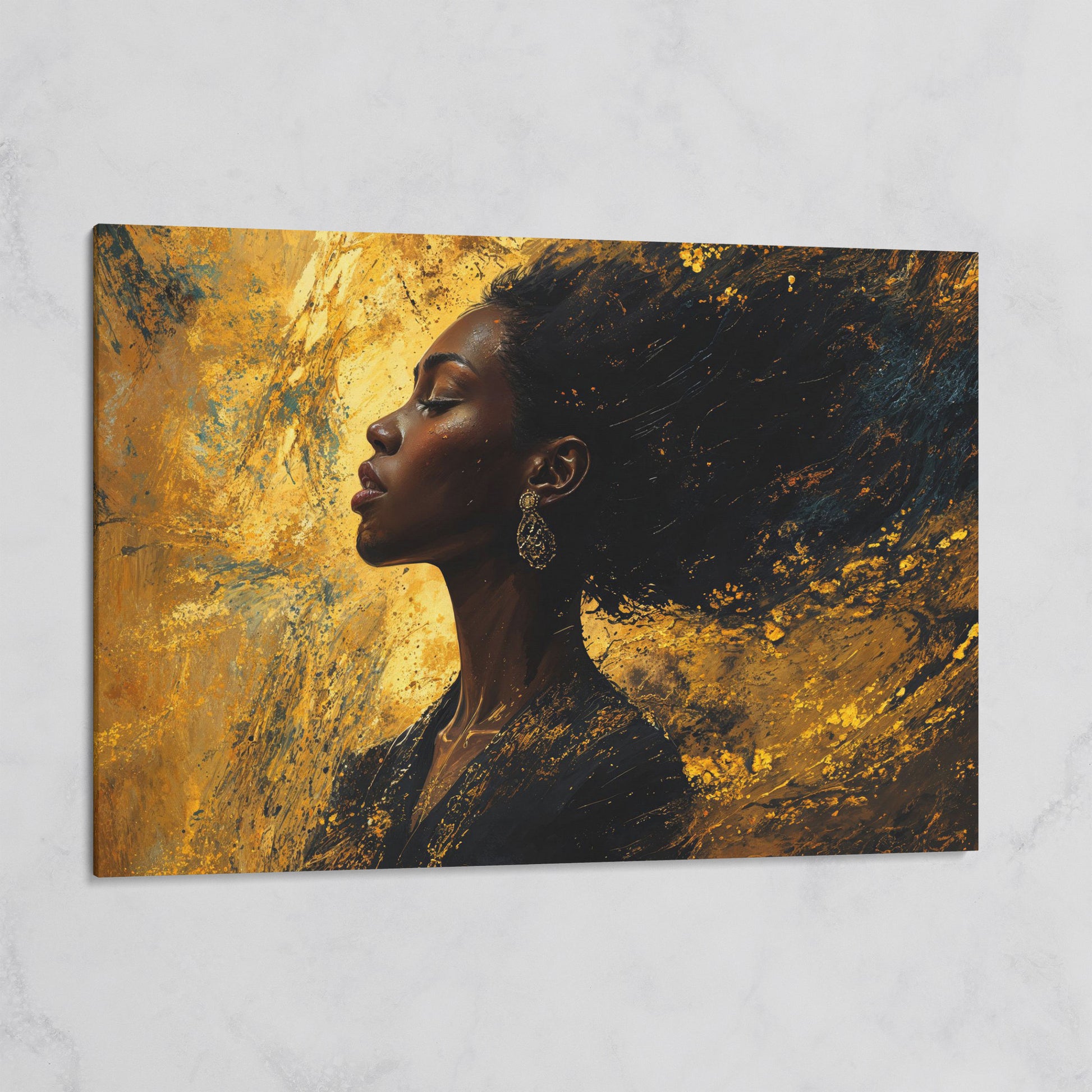 Elegant Black Woman Profile Canvas on gallery wrap
