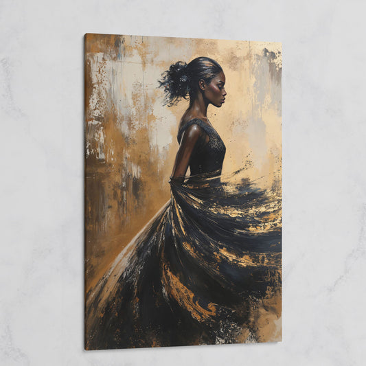 Woman in Flowing Dress Canvas Print on gallery wrap