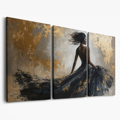 Abstract Black Dress Canvas Print as 3-panel split version