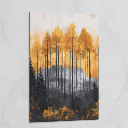 Abstract Forest Trees Canvas Print in Burnt Orange and Gray on gallery wrap