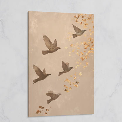 Birds in Flight Japanese-Style Canvas on gallery wrap