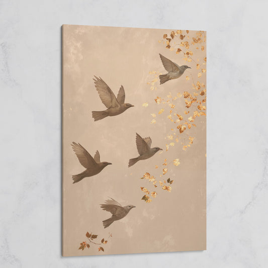 Birds in Flight Japanese-Style Canvas on gallery wrap