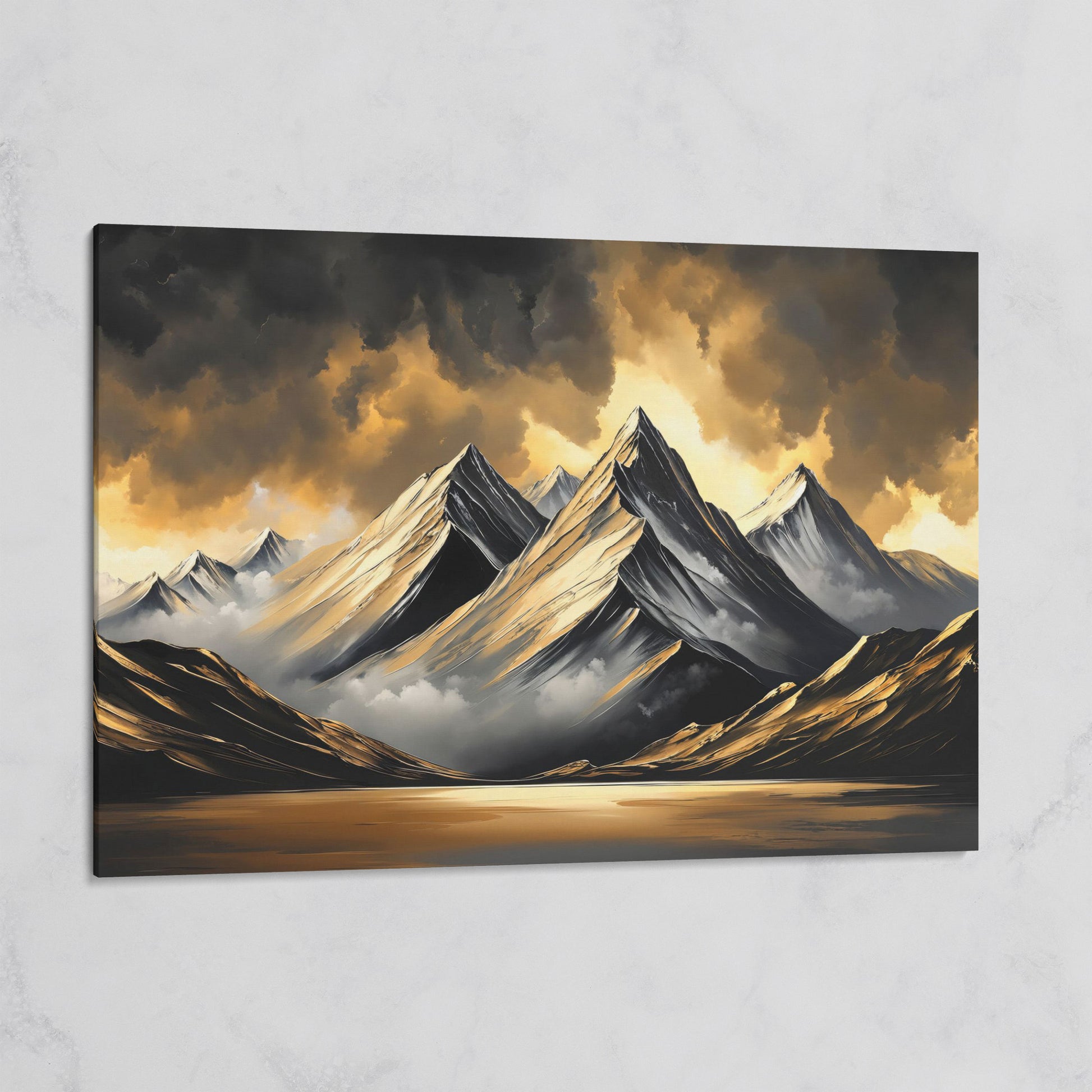 Gold and Black Mountain Canvas Print on gallery wrap