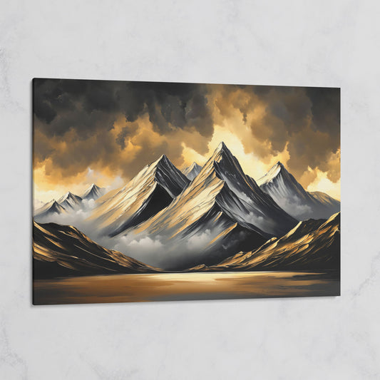 Gold and Black Mountain Canvas Print on gallery wrap