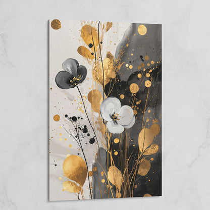 Abstract Floral Canvas with Gold Accents on gallery wrap