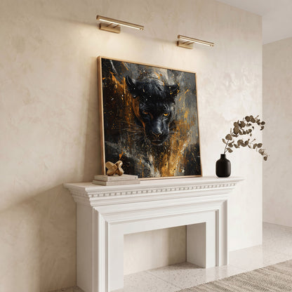 Black Panther Abstract Canvas in white oak floating frame