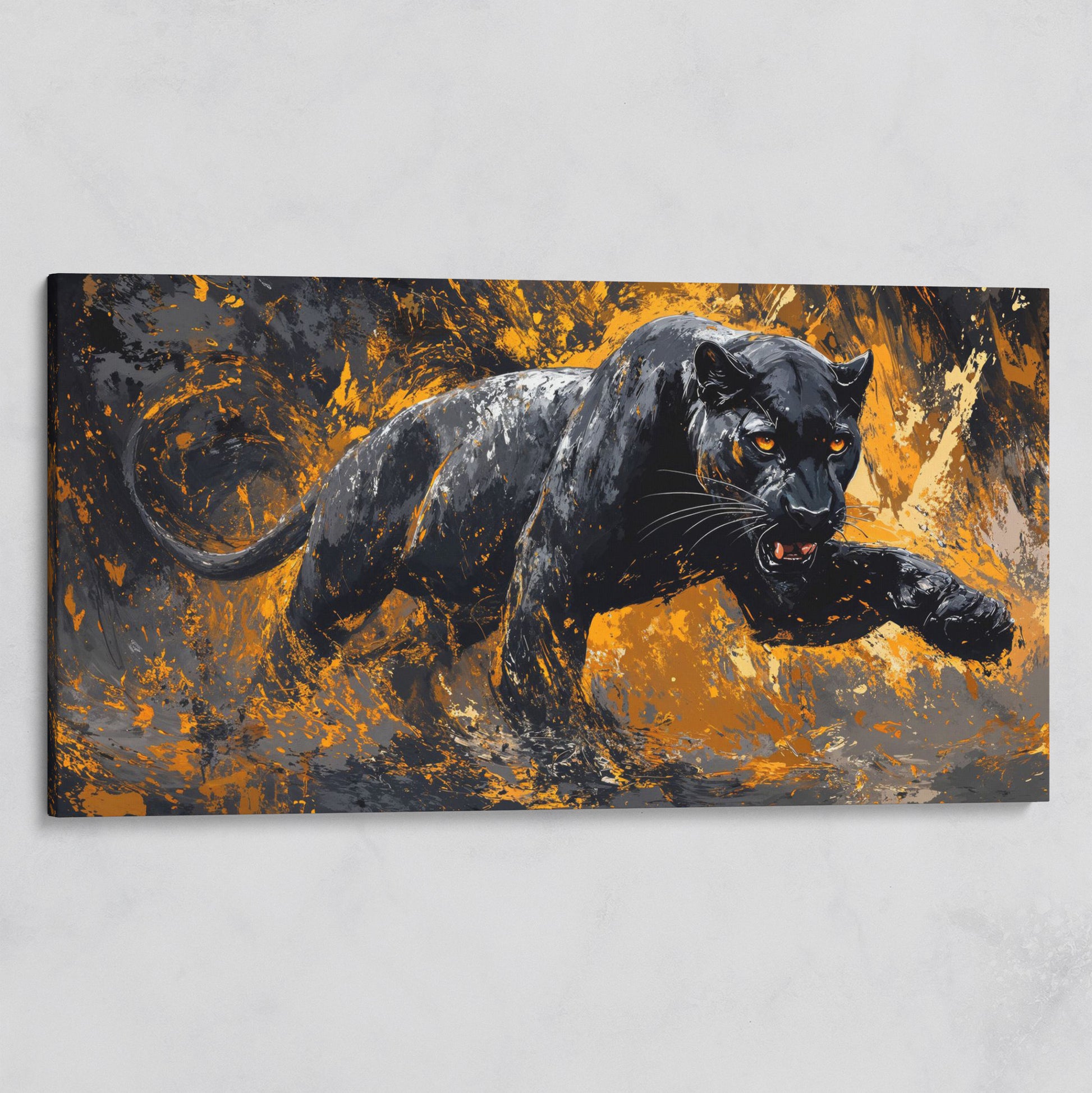 Black Panther in Motion Canvas Print on gallery wrap