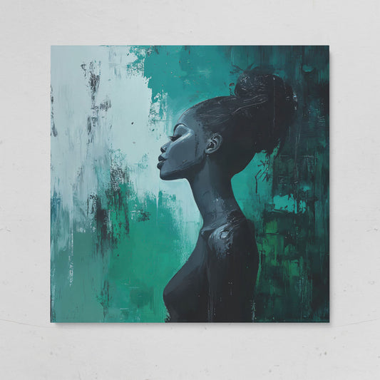 Woman Profile Portrait Canvas, Afrocentric Fashion Art on gallery wrap