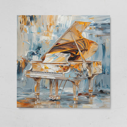 Abstract Grand Piano Canvas with Gold & Blue on gallery wrap