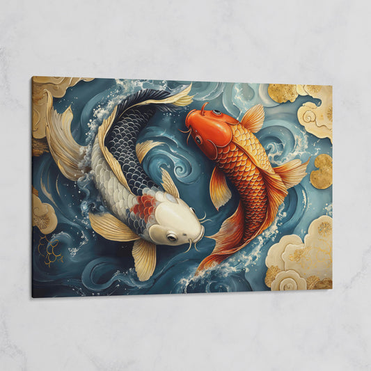 Yin Yang Koi Fish Canvas Art on gallery wrap