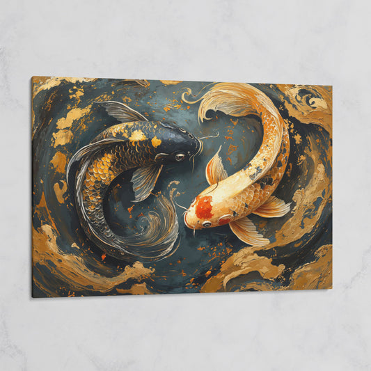 Japanese Koi Fish Yin Yang Canvas on gallery wrap
