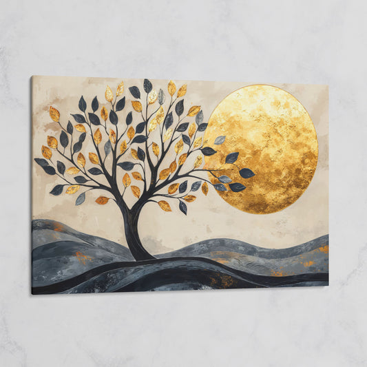 Surreal Tree and Moon Canvas Print on gallery wrap