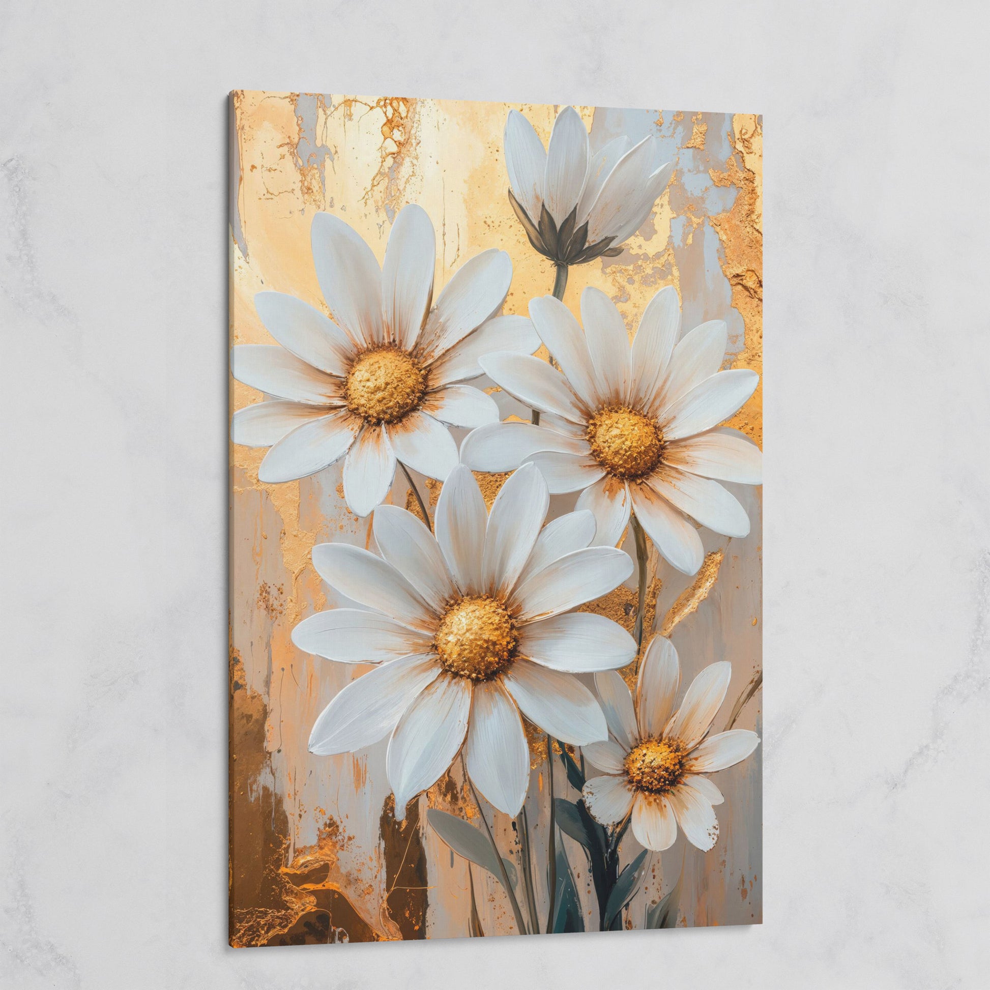 White Daisies with Gold Centers Canvas on gallery wrap
