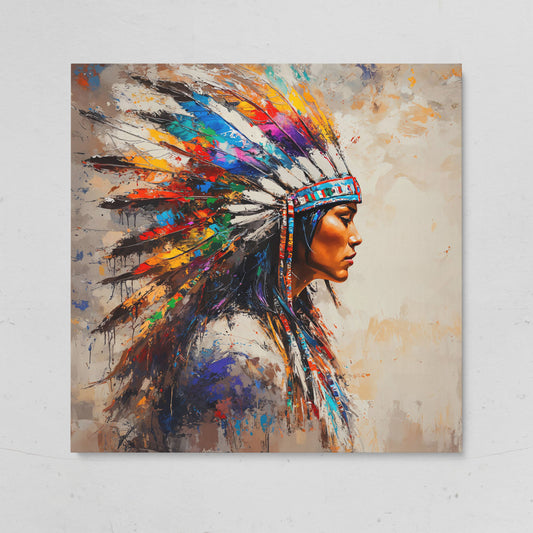 American Indian Woman Portrait Canvas on gallery wrap