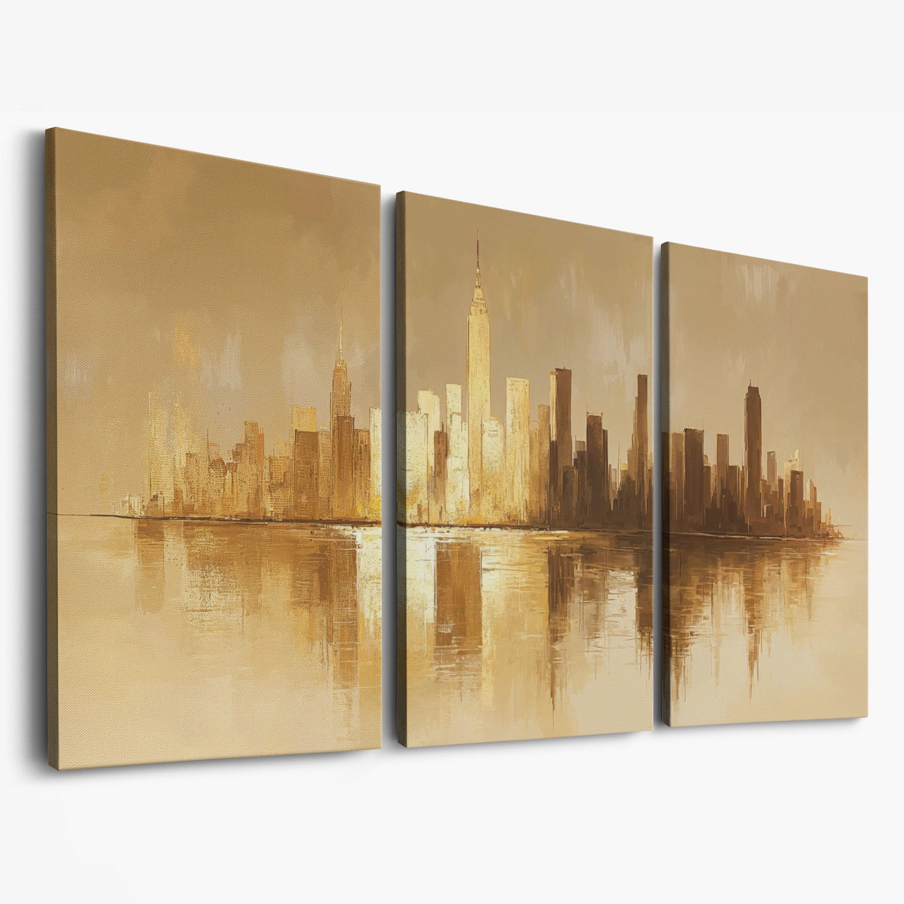 Abstract Urban Cityscape Reflection Canvas as 3-panel split version