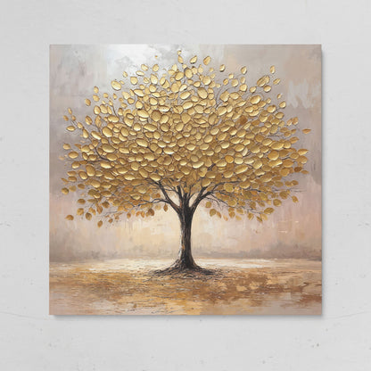Elegant Tree with Golden Leaves Canvas on gallery wrap