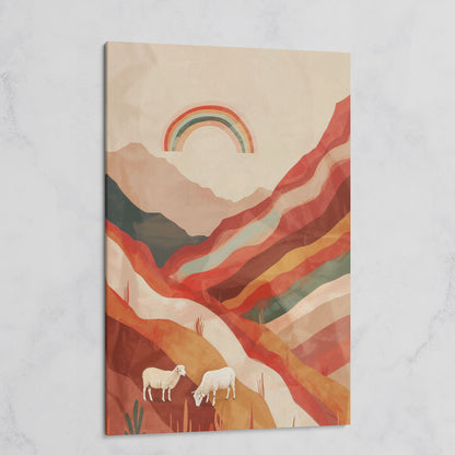 Surreal Sheep with Rainbow Canvas on gallery wrap