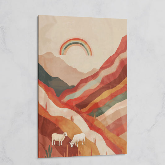 Surreal Sheep with Rainbow Canvas on gallery wrap