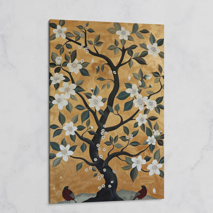 Floral Tree with Birds Canvas Art on gallery wrap