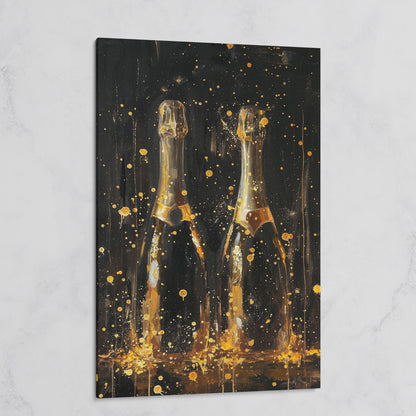 Champagne Celebration Gold Splatter Canvas on gallery wrap