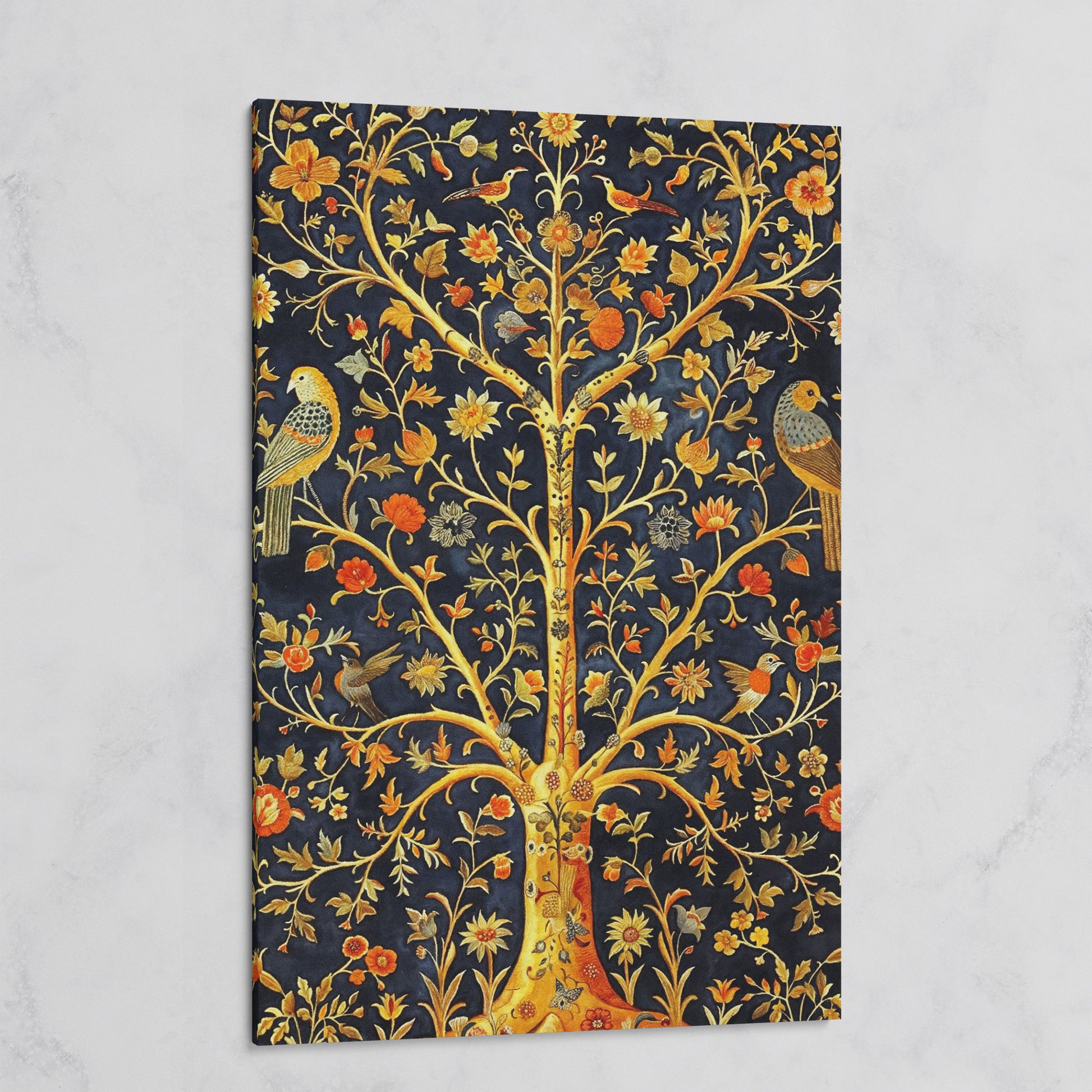 Tree of Life with Birds and Flowers Canvas on gallery wrap