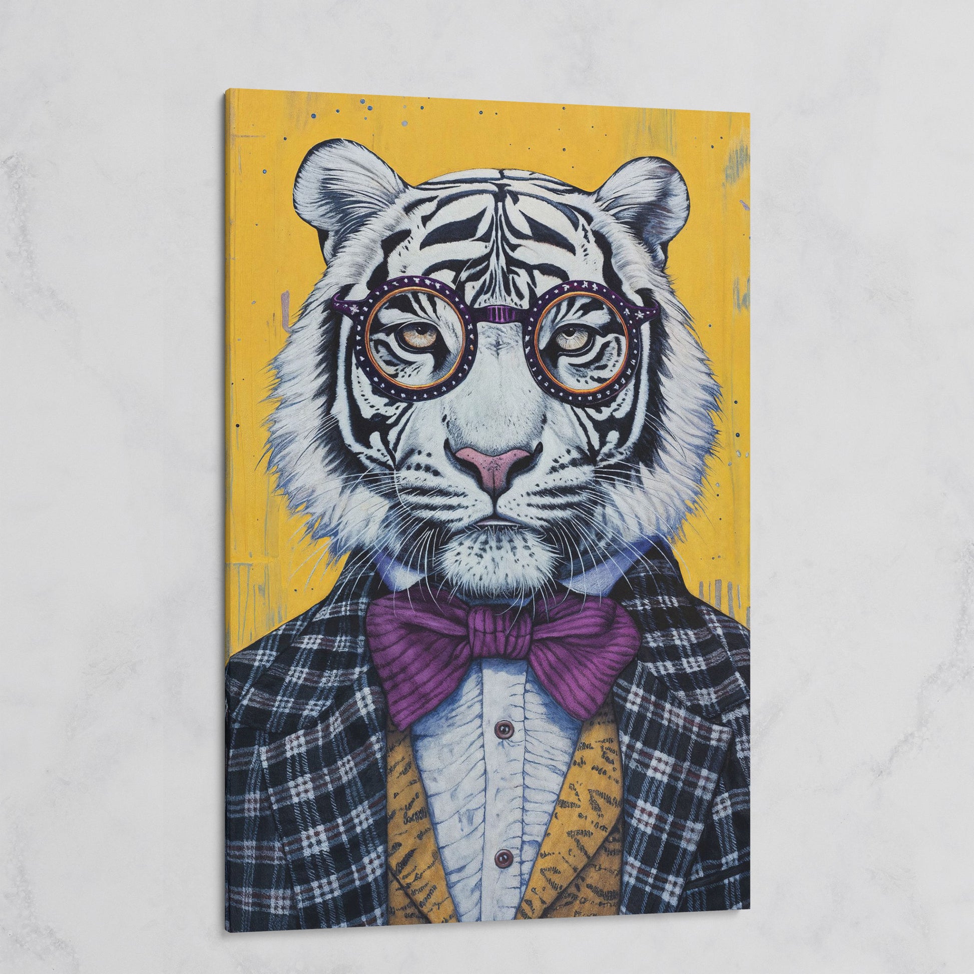 Anthropomorphic Tiger in Bow Tie Canvas on gallery wrap