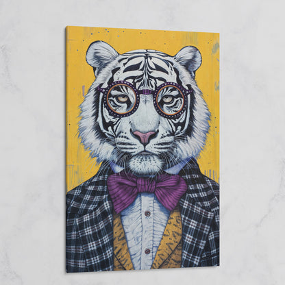 Anthropomorphic Tiger in Bow Tie Canvas on gallery wrap