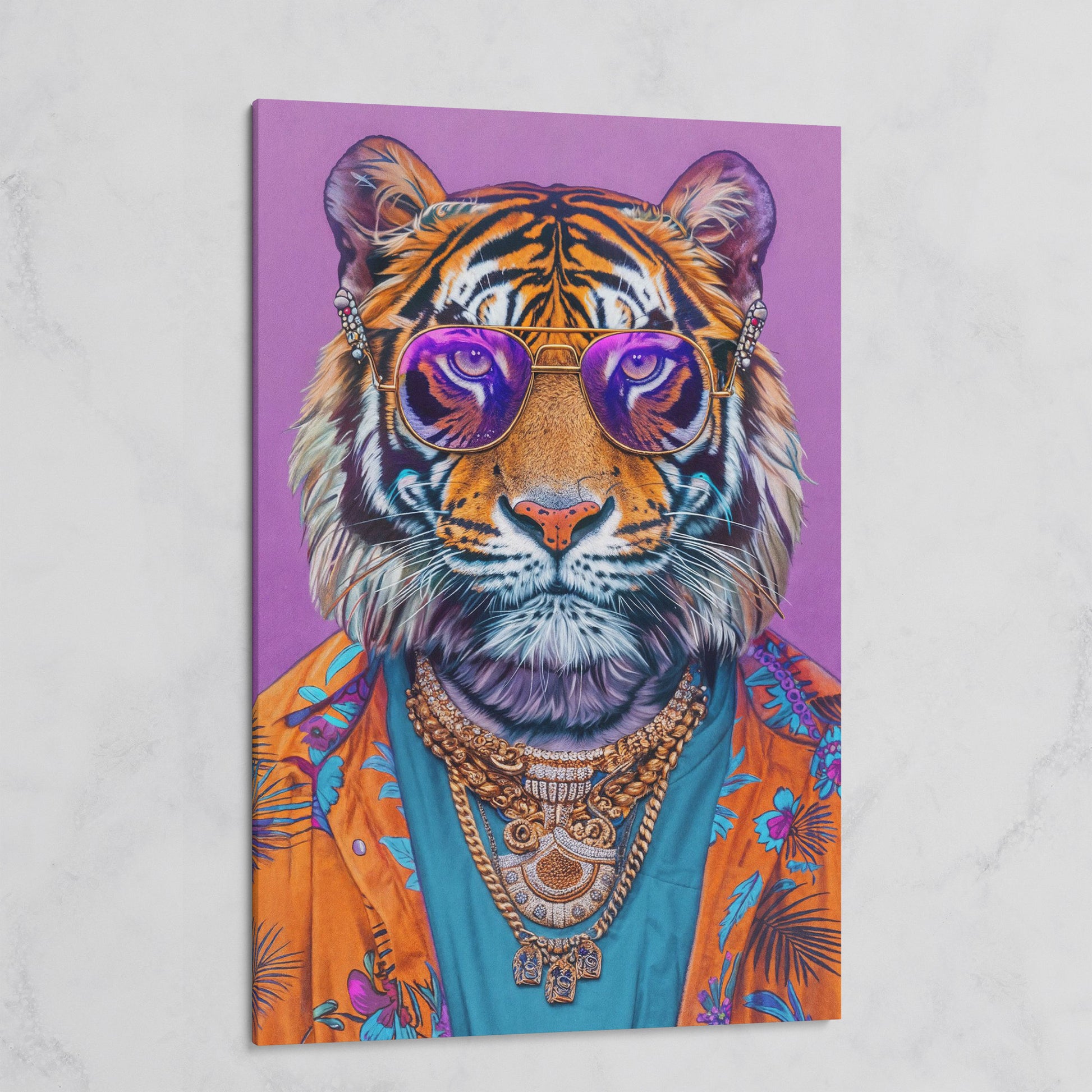Funky Tiger in Glasses Canvas Print on gallery wrap